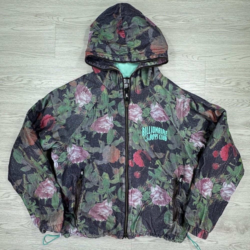 Billionaire Boys Club Men's Jacket All Floral Galaxy Print Full Zip Hooded Large